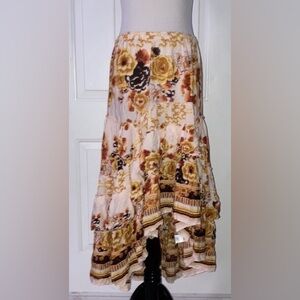 Talisman Sassy Fall Floral Tiered Ruffle Mid Maxi Skirt Small Sundance